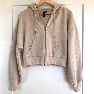 Sweaty Betty x Halle Berry Crop Tan Zip Hoodie Size Medium